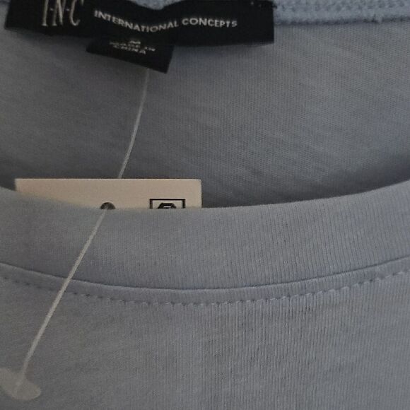 INC International Concept Blue Sequin Shoulder Women's Top - Picture 2 of 5